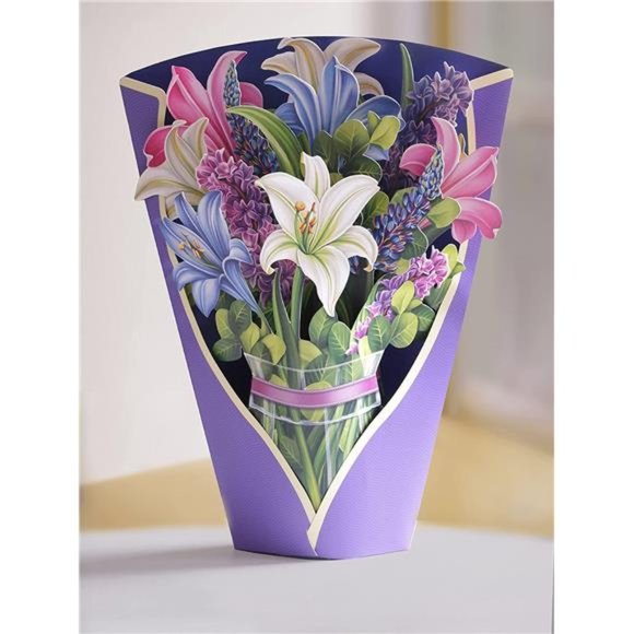 Freshcut Paper Pop Up Cards,Lillies & Lupines, 12 inch Life Sized Forever Flower - Picture 1 of 6